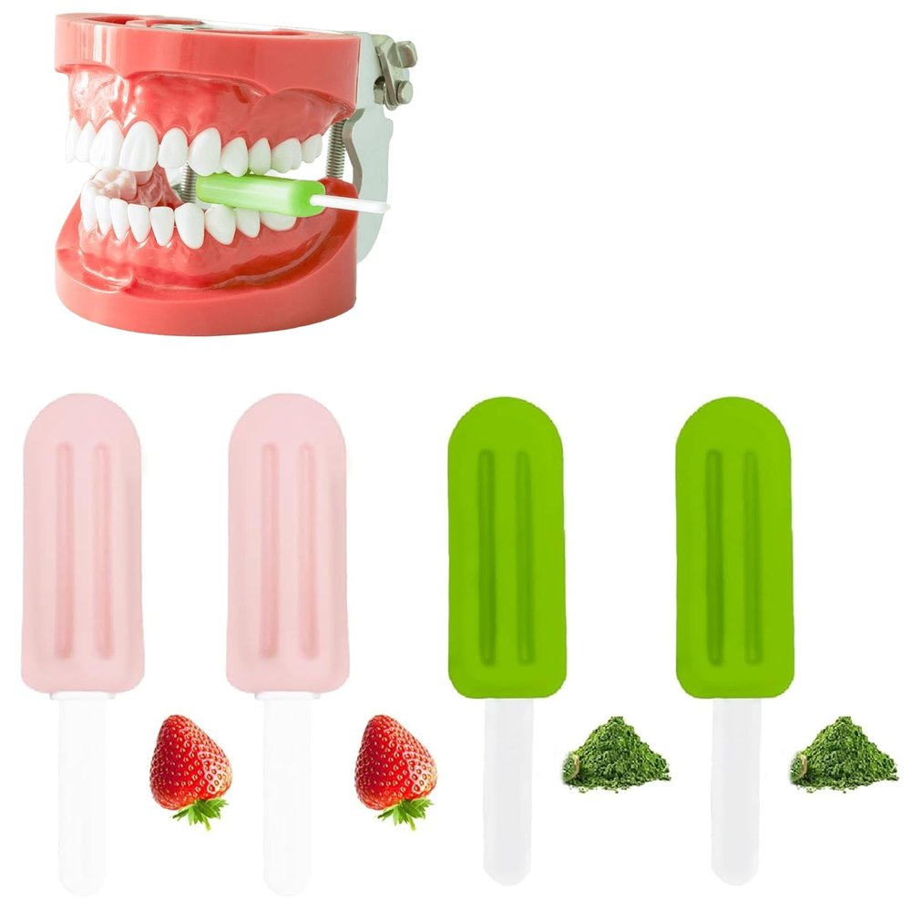 4 Teeth Aligners for Straightening Teeth, Orthodontic Chewies for Aligner Fit, Soft Silicone Aligner Chewies for Front Teeth and Gap Correction, Pink and Light Green