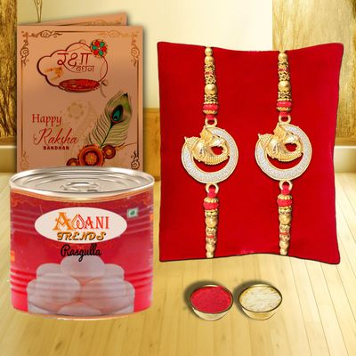 AWANI TRENDS Rakhi Gift For Brother Ganesh Gold Plated Rakhis with Rasgulla Gift pack Sweat With Rakhis Combo -Rakshabandhan Gift Combo (Rasgulla)