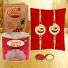 AWANI TRENDS Rakhi Gift For Brother Ganesh Gold Plated Rakhis with Rasgulla Gift pack Sweat With Rakhis Combo -Rakshabandhan Gift Combo (Rasgulla) view 1
