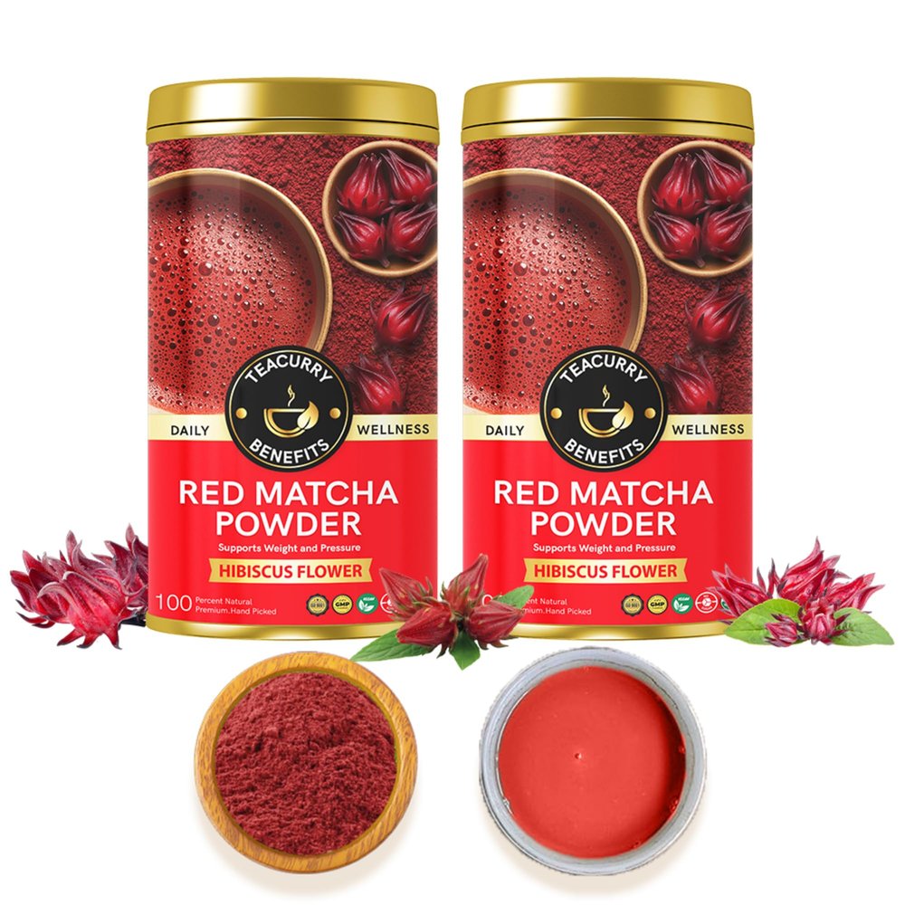 Teacurry Red Matcha (50 gram) - Pure Hibiscus Powder for Glowing Skin, Immunity and Digestion | 100% Pure and Natural Hibiscus