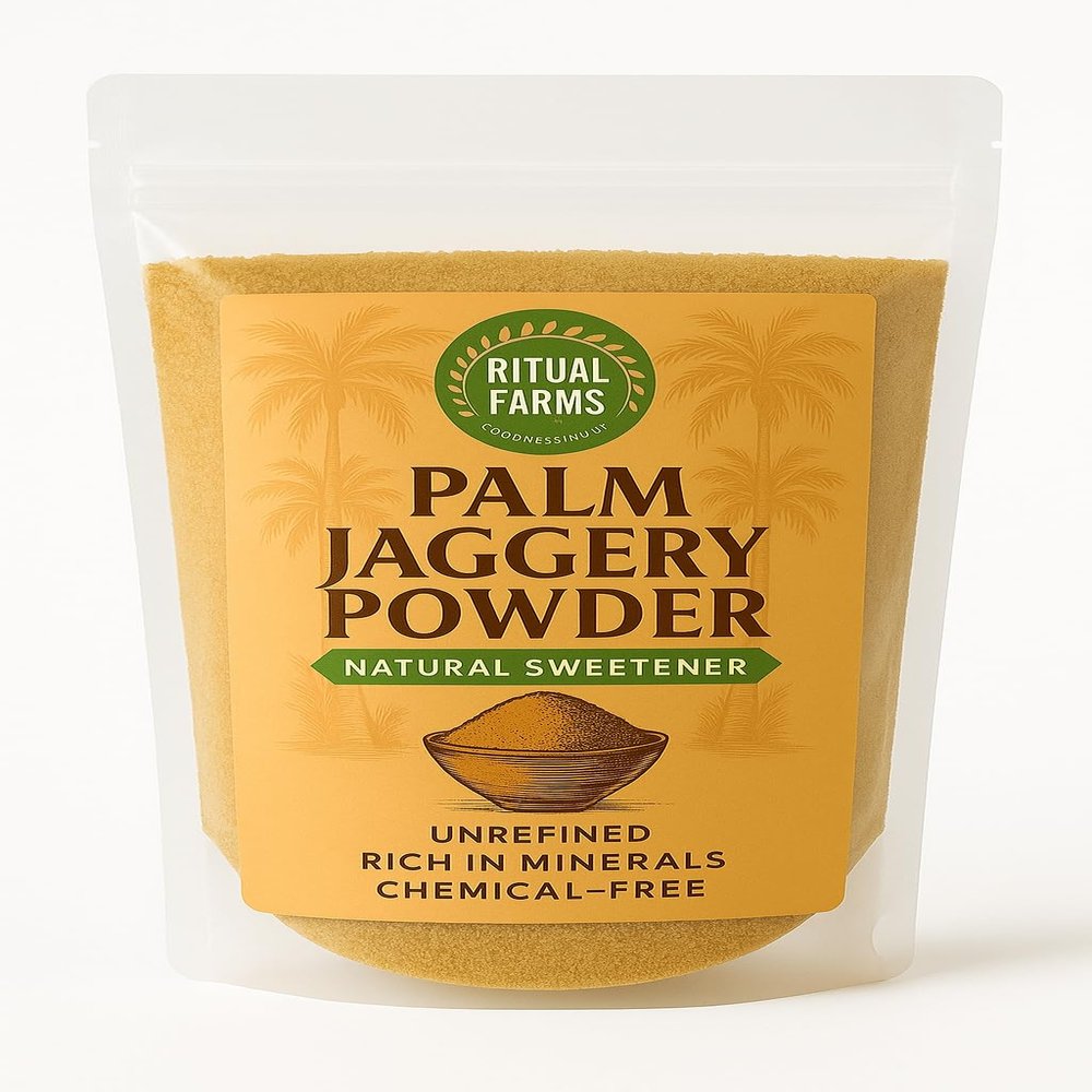 RITUAL FARMS Coconut Jaggery Powder 900g Pack  Traditional Powdered Jaggery for Sweet Recipes and Cooking Use (900gm)