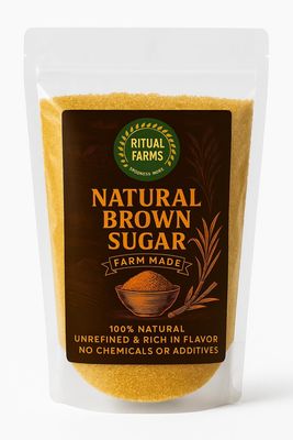 RITUAL FARMS Natural Brown Sugar 1kg Pack  Unrefined Cane Sugar for Tea, Baking, and Cooking Use (1kg)