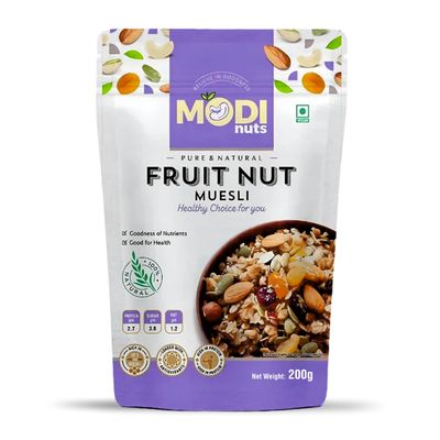 Modinuts Nuts & Seeds Muesli | Loaded with goodness of Grains, Nuts, Seeds, Oats, Ragi Flakes, Wheat, Corn, Almond, Whole Rice Flakes, Sunflower Seeds, Sesame Seeds, Watermelon Seeds, Pumpkin Seeds (200g (Pack of 1), Roasted)