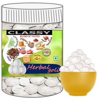 CLASSY BLEND OF TASTES HERBAL GOLI | 350gms (JAR)| JAGGERY CANDY | DIGESTIVE CHURAN PACHAK | MOUTH-FRESHENER MUKHWAS | AFTER-MEAL SNACK