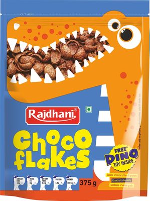 Rajdhani Chocoflakes | Crunchy Chocolate Coated Flakes | Ready-to-Eat Breakfast Cereal | 375g Pack