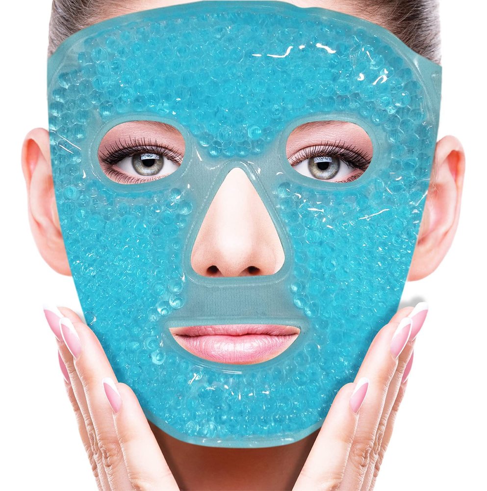 ACHARAJ Face Ice Pack, Reusable Hot & Cold Ice Face Mask, Gel Compress for Helping with Puffy Eyes and aiding in Conditions of Swelling, Facial Spa Cooling Mask for Women and Men (1 pcs) (Blue)