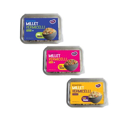 Early Foods - Assorted Pack of 3 No Maida Ragi, Jowar & Bajra Vermicelli | Millet Seviya 190 gms x 3