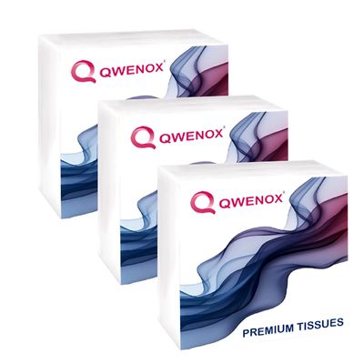 Amazon Brand QWENOX Tissue Paper Napkins for Dining Table - (Pack of 3 (150 Pulls))