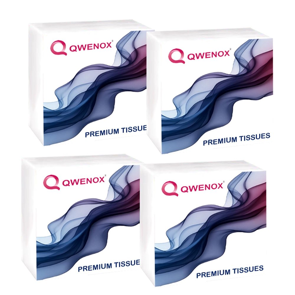 Amazon Brand QWENOX Tissue Paper Napkins for Dining Table - (Pack of 4 (200 Pulls))