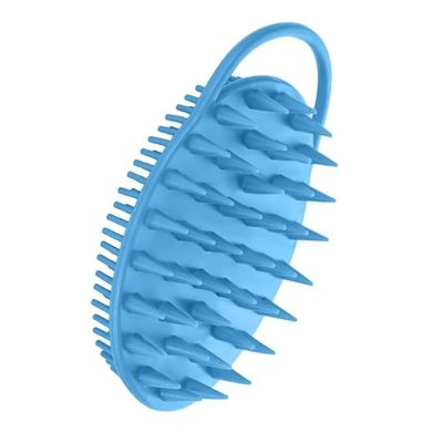 2 in 1 Bath and Shampoo Body Brush, Silicone Exfoliating Body Scrubber for Use in Shower, Premium Silicone Loofah, Head Scrubber, Scalp Massager, Easy to Clean (blue)