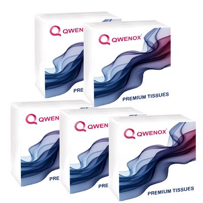 Amazon Brand QWENOX Tissue Paper Napkins for Dining Table - (Pack of 5 (250 Pulls))