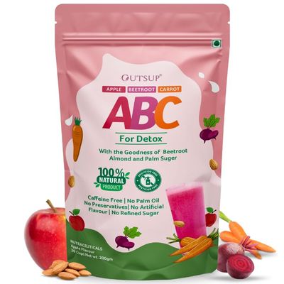 OUTSUP ABC Latte Mix Malt Powder | Apple, Beetroot, Carrot | No Preservatives | No Refined Sugar | Ready-to-Mix | Cold Milk Flavouring Powder - 200gms