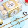 FlowerAura Premium Handcrafted Set Of 2 Spiritual Charm Rakhi With Pack of 16 Choco Balls Include Roli Chawal Set - Rakhi Gift Hamper For Brother, Bhai, Kids, Bhaiya, Cousins view 1