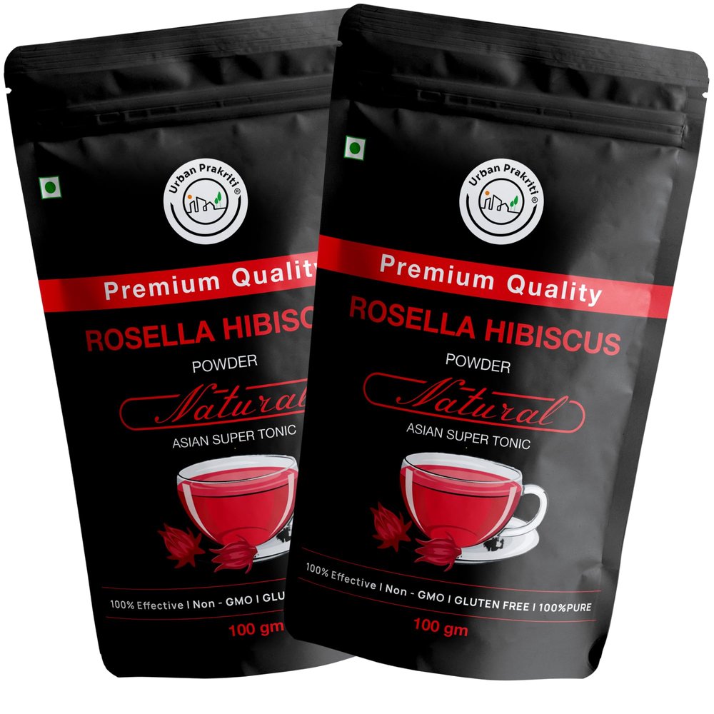 Urban Prakriti Rosella Hibiscus Powder  100g (Pack of 2) | Hibiscus Tea | Rich in Vitamin C & Antioxidants | Skin Glow Support | Tangy Taste | Natural, Vegan, Gluten-Free | Herbal Caffeine-Fre