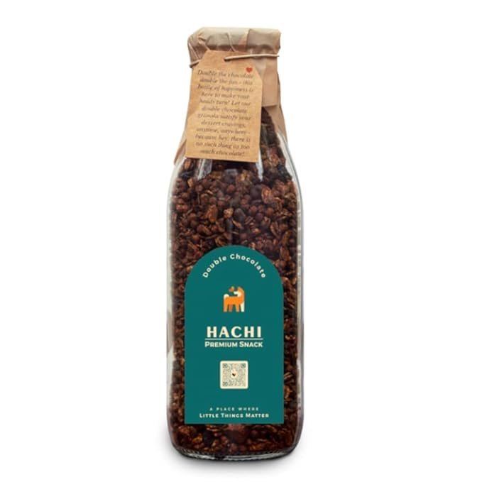 Hachi Double Chocolate Granola - 250 Gm | Oats, Chocochips, Raisins, Nuts & Seeds | Contains Fiber, Proteins & Healthy Fats | Gluten-Free & Vegan Friendly | Healthy & Nutritious Cereals |