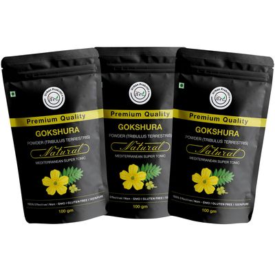 Urban Prakriti Gokhru/Gokshura (Tribulus Terrestris) Powder - 100g | 100% Raw, Pure & Natural | Non-GMO | No Preservatives | Ayurvedic Herb | Palleru/Nerunjil Powder (100 g (Pack of 3))