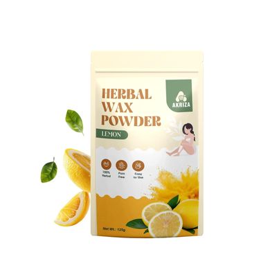 AKRIZA Painless Herbal Wax Powder for Hair Removal - 125g | For Women & Men | Quick & Easy Use on Hands, Legs, Underarms, Bikini & Intimate Areas | No Chemicals, No Irritation, All Skin Types (125 Gm, Lemon)