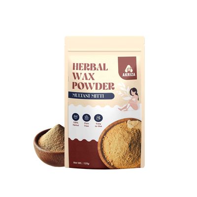 AKRIZA Painless Herbal Wax Powder for Hair Removal - 125g | For Women & Men | Quick & Easy Use on Hands, Legs, Underarms, Bikini & Intimate Areas | No Chemicals, No Irritation, All Skin Types (125 Gm, Multani)