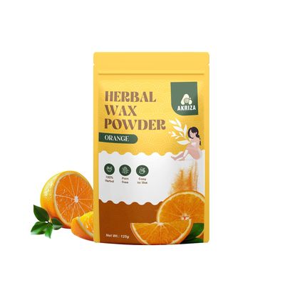 AKRIZA Painless Herbal Wax Powder for Hair Removal - 125g | For Women & Men | Quick & Easy Use on Hands, Legs, Underarms, Bikini & Intimate Areas | No Chemicals, No Irritation, All Skin Types (125 Gm, Orange)