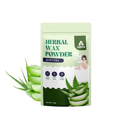 AKRIZA Painless Herbal Wax Powder for Hair Removal - 125g | For Women & Men | Quick & Easy Use on Hands, Legs, Underarms, Bikini & Intimate Areas | No Chemicals, No Irritation, All Skin Types (125 Gm, Alovera)