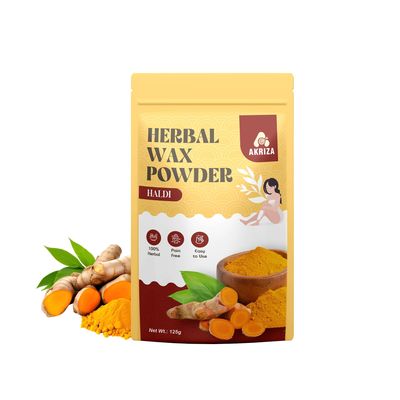 AKRIZA Painless Herbal Wax Powder for Hair Removal - 125g | For Women & Men | Quick & Easy Use on Hands, Legs, Underarms, Bikini & Intimate Areas | No Chemicals, No Irritation, All Skin Types (125 Gm, Haldi)