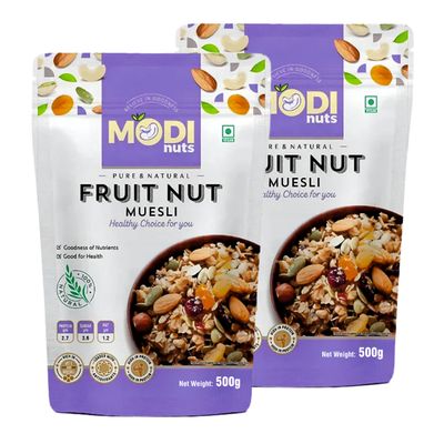 Modinuts Nuts & Seeds Muesli | Loaded with goodness of Grains, Nuts, Seeds, Oats, Ragi Flakes, Wheat, Corn, Almond, Whole Rice Flakes, Sunflower Seeds, Sesame Seeds, Watermelon Seeds, Pumpkin Seeds