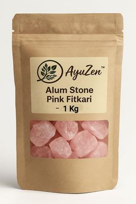 AyuZen Alum Stone Red/pink Fitkari 1 Kg | Natural | Phitkari for Shaving, Face, Skin, Water Purification, Vastu & Plant Use