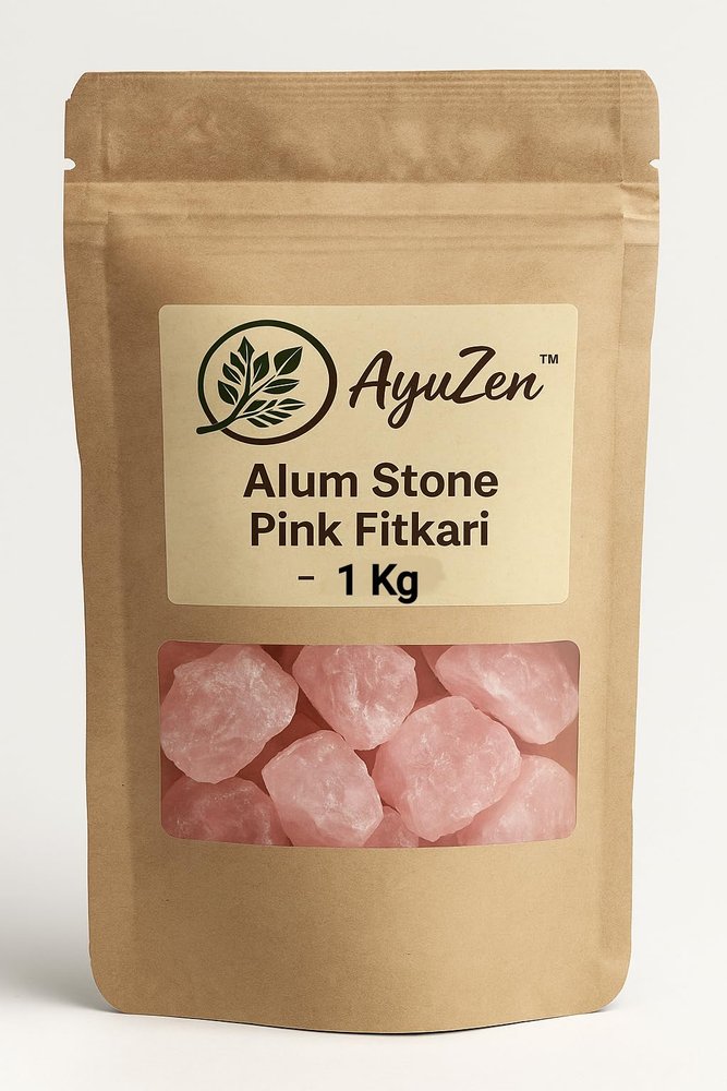 AyuZen Alum Stone Red/pink Fitkari 1 Kg | Natural | Phitkari for Shaving, Face, Skin, Water Purification, Vastu & Plant Use