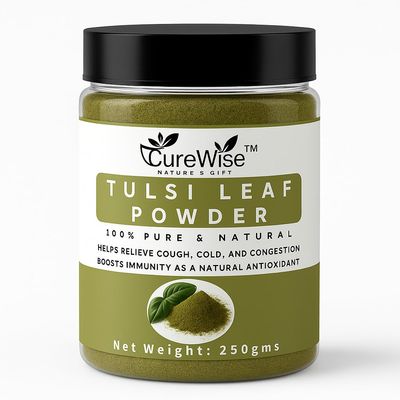CUREWISE Tulsi Powder 250g | 100% Pure & Natural | Holy Basil Leaf Powder | Supports Immunity, Respiratory Health & Stress Relief | Ayurvedic Detox Herb | No Additives or Preservatives