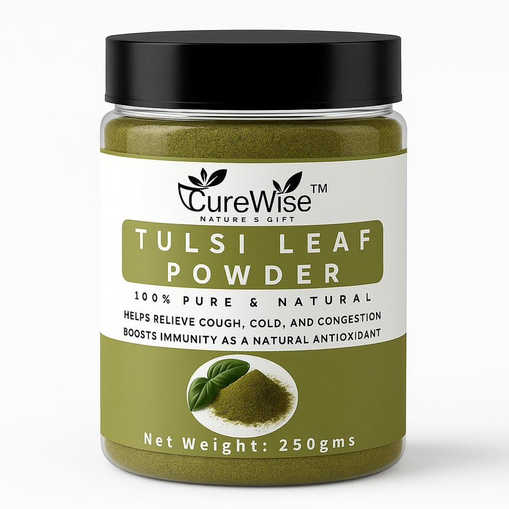 CUREWISE Tulsi Powder 250g | 100% Pure & Natural | Holy Basil Leaf Powder | Supports Immunity, Respiratory Health & Stress Relief | Ayurvedic Detox Herb | No Additives or Preservatives