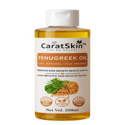 CaratSkin Pure & Natural Fenugreek Carrier Oil 200ml  Hair Growth, Scalp & Skin Nourishment, Cold-Pressed
