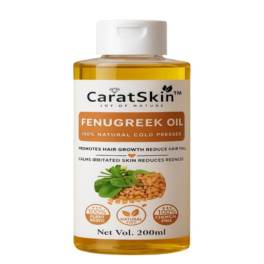 CaratSkin Pure & Natural Fenugreek Carrier Oil 200ml  Hair Growth, Scalp & Skin Nourishment, Cold-Pressed