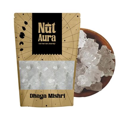 Nut Aura 400 gms Dhaga Mishri | Natural sweetener & energy booster | Unrefined rock sugar crystals | Provides natural sweetness | Ideal for prasad, ayurveda, traditional sweets