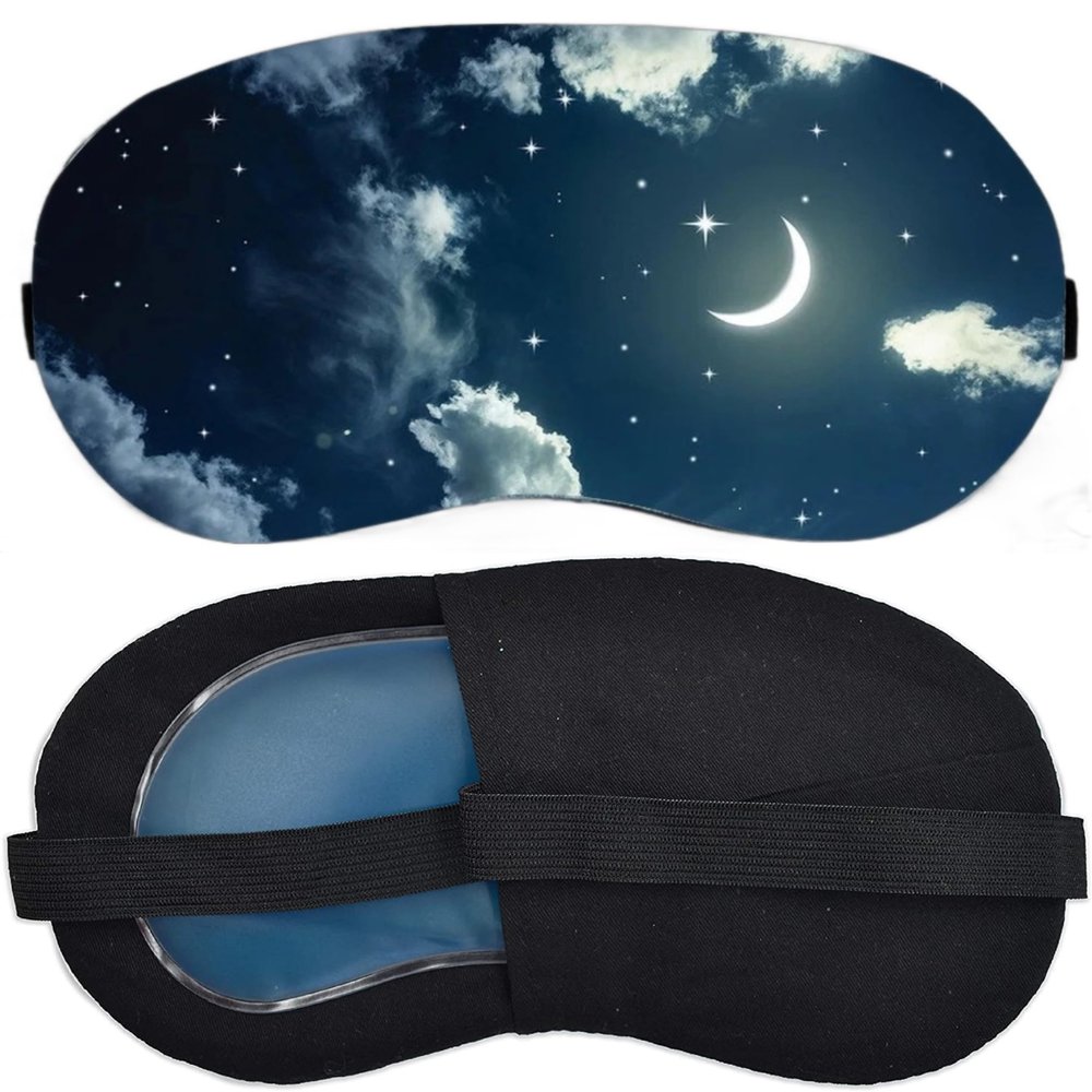 Spitomex Soft Eye Mask with Cooling Gel Moon & Star Design Sleep Mask for Travel