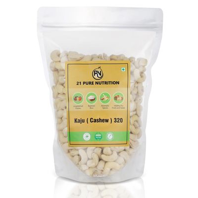 21 Pure Nutrition Kaju (Cashew) 320 Grade Whole Premium Cashew Nuts Rich in Protein Healthy Fats Hygienically Packed Dry Fruit Ideal for Snacking, Cooking Gifting