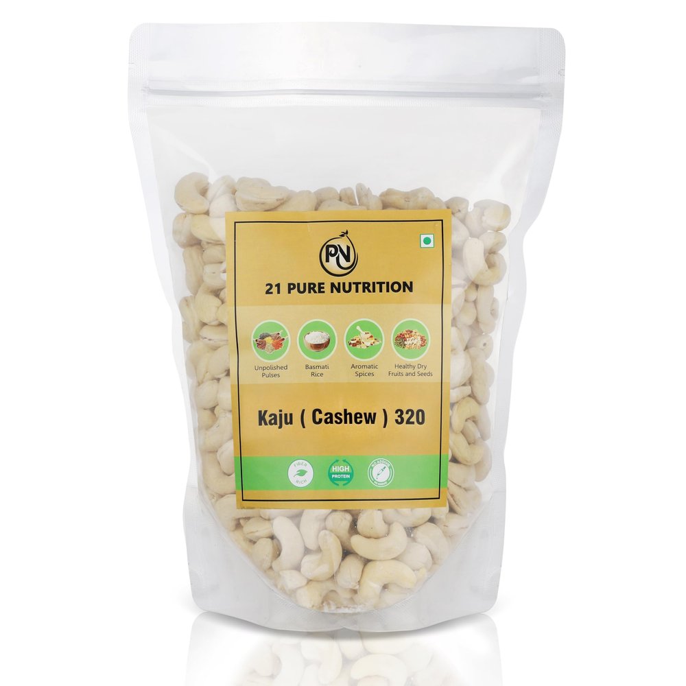 21 Pure Nutrition Kaju (Cashew) 320 Grade Whole Premium Cashew Nuts Rich in Protein Healthy Fats Hygienically Packed Dry Fruit Ideal for Snacking, Cooking Gifting