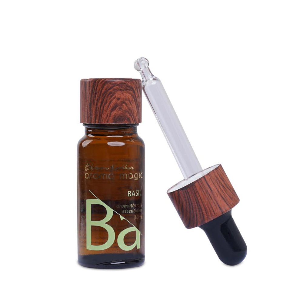 Aroma Magic Basil Essential Oil 100% Pure Ocimum Basileus | Relieves, Calms Nerves | Natural Remedy for Acne, Cold, & Stress 10ml