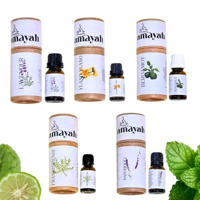 Amayah Deep Sleep Essential Oil Set (Lavender, Bergamot, Ylang Ylang, Patchouli, Frankincense) | Fall Asleep Faster, Reduce Night Anxiety & Improve Sleep Quality | Night Relaxation Aromatherapy Kit | 15ml x 5