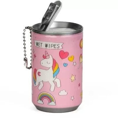 30-Pieces Mini Wet Wipes Tissue in Cartoon Printed Tin Soda Can for Cleaning Face Body for Kids Girls Men Women, Wet Wipes Napkin, Portable Tin Wipes, Multicolor (Pack of 1)
