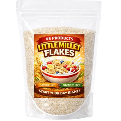 VS Products Samai Aval, 250g, Little Millet, Kutki Aval, Samai poah, Samulu Flakes, Rich Fiber Healthy Breakfast Millet Flakes, 250g