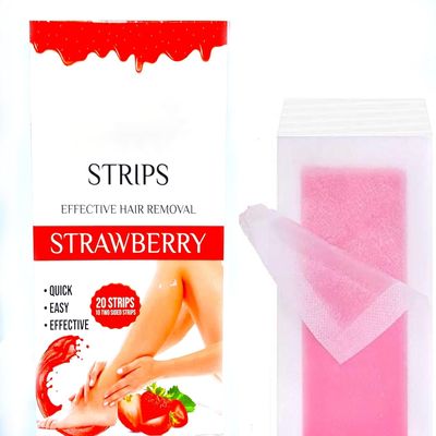 Hair Removal Waxing Strips for Face  20 Pcs Eyebrow, Upper Lip, Chin Wax Strips for Women & Girls  Facial Wax for Home & Salon Use (Standard, Strawberry)