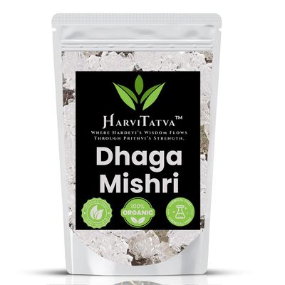 HarviTatva Dhaga Mishri Whole | Thread Sugar | Rock Sugar | Natural Sweetener for Pooja, Digestion, Prasad & CoughRelief- 800gm