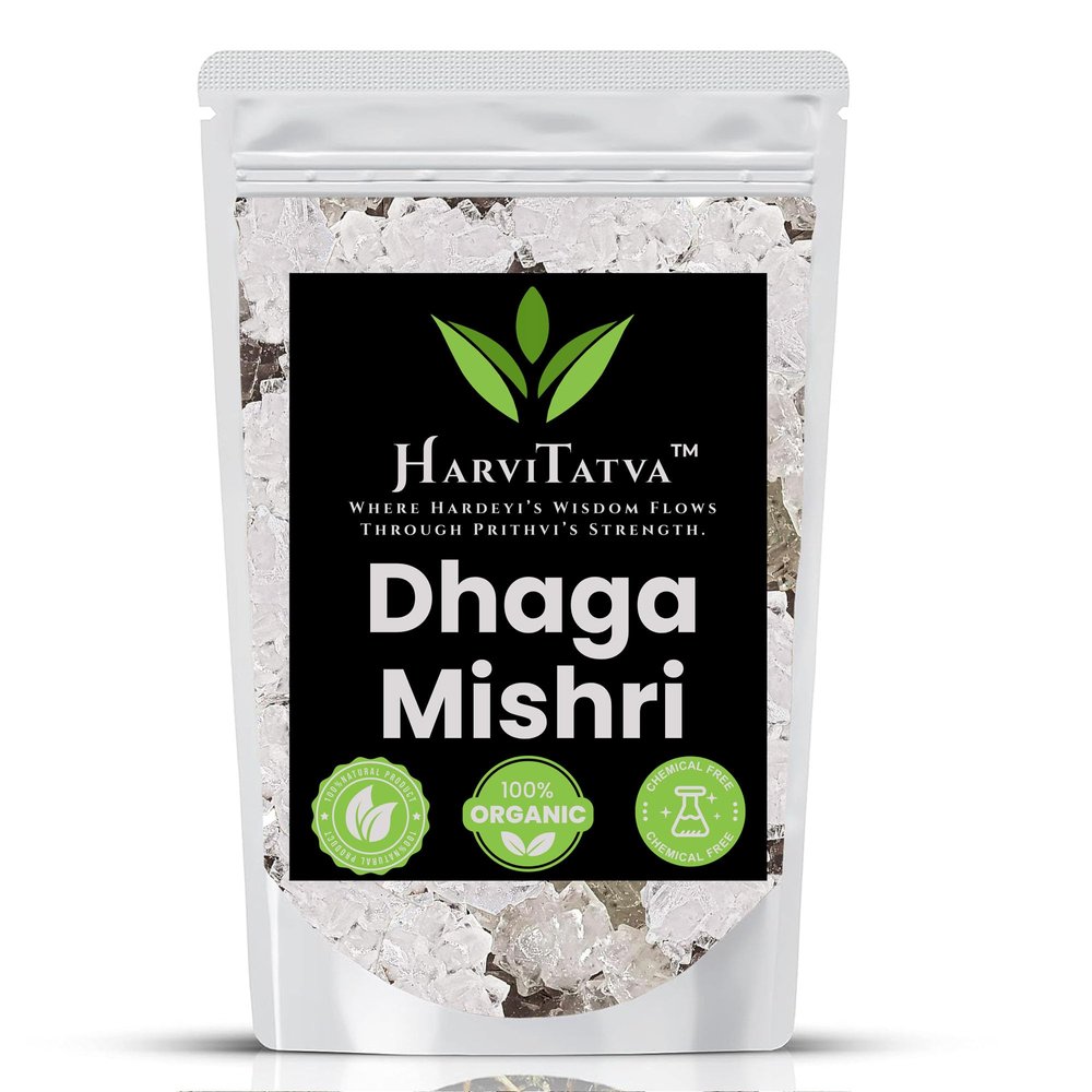 HarviTatva Dhaga Mishri Whole | Thread Sugar | Rock Sugar | Natural Sweetener for Pooja, Digestion, Prasad & CoughRelief- 800gm