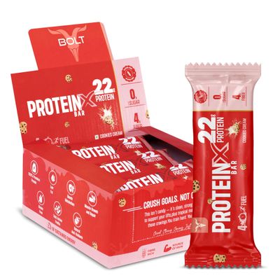 Bolt High Protein Bar | 22g Protein Per Bar | No Sugar | Gluten-Free | Power Snack for Gym, Sports & Muscle Recovery | Pack of 5 - Cookies and Cream