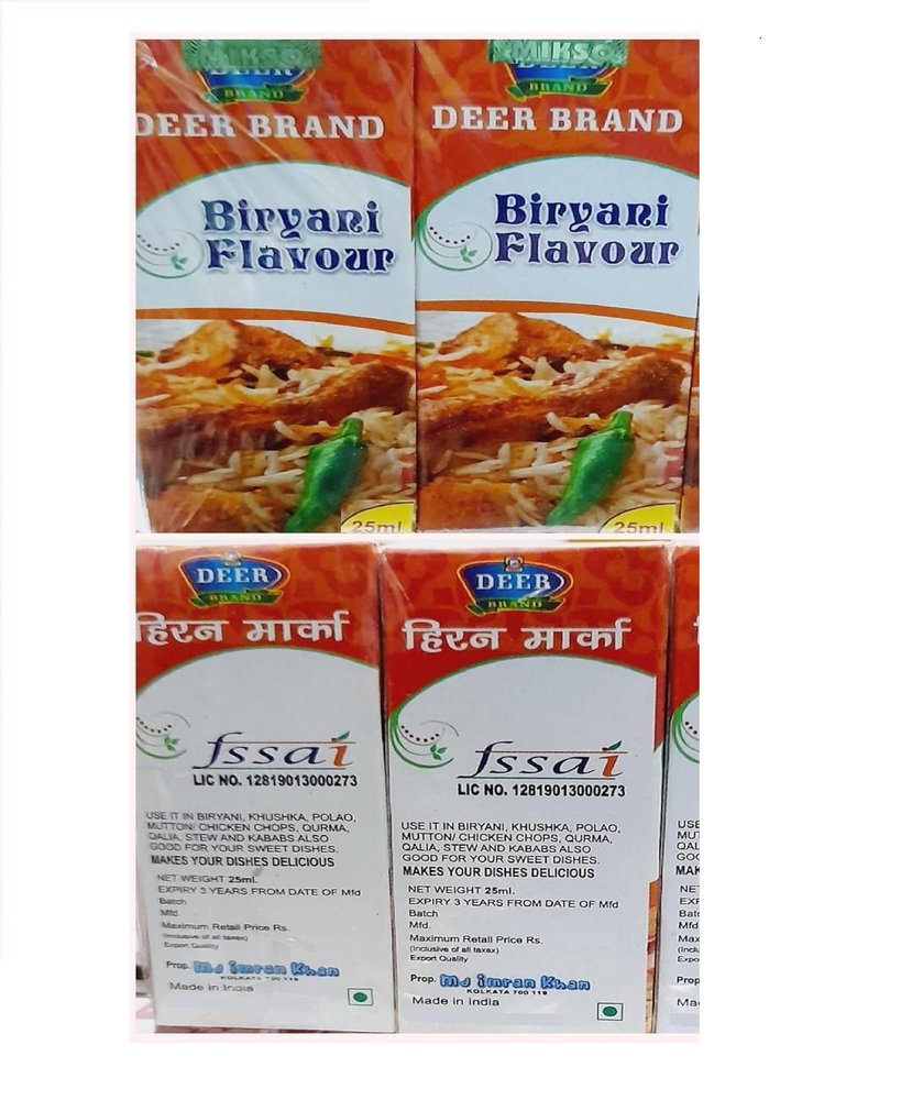 DEER BRAND Royal Mughlai Meetha (Mitha) Attar Sweet Essence(MFG by MD. Afzal & Asrar Khan Kolkata)For Biryani Biriyani, Cooking Rice Dishes, Pulao, Mutton-Chicken, Chops, Korma, Khsuka, Stew, & in Kabab (25g Pack Of 4, Biryani Flavour Liquid (Basmati