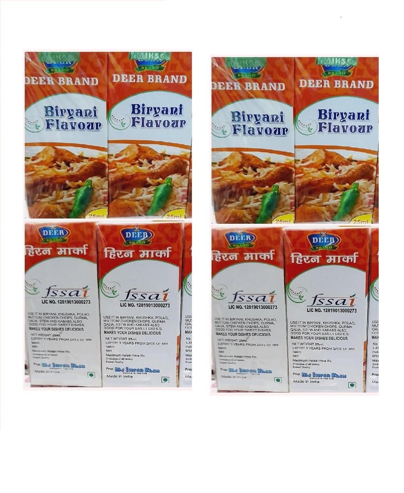 DEER BRAND Royal Mughlai Meetha (Mitha) Attar Sweet Essence(MFG by MD. Afzal & Asrar Khan Kolkata)For Biryani Biriyani, Cooking Rice Dishes, Pulao, Mutton-Chicken, Chops, Korma, Khsuka, Stew, & in Kabab (25g Pack Of 8, Biryani Flavour Liquid (Basmati