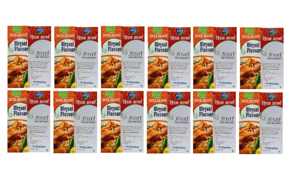 DEER BRAND Royal Mughlai Meetha (Mitha) Attar Sweet Essence(MFG by MD. Afzal & Asrar Khan Kolkata)For Biryani Biriyani, Cooking Rice Dishes, Pulao, Mutton-Chicken, Chops, Korma, Khsuka, Stew, & in Kabab (13g Pack Of 12, Biryani Flavour Liquid (Basmat