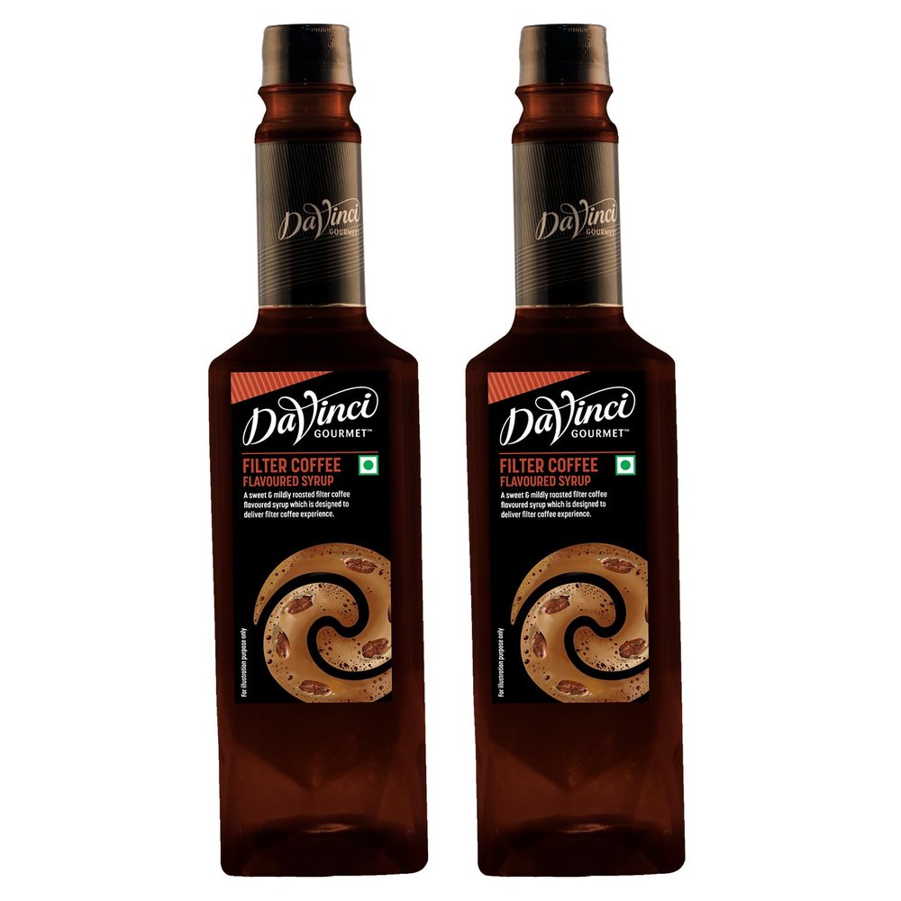 DaVinci Gourmet Filter Coffee Flavoured Syrup | 650ml x 2 Bottles Combo | Authentic South Indian Coffee Taste for Cold Brews, Lattes, Milkshakes & Desserts