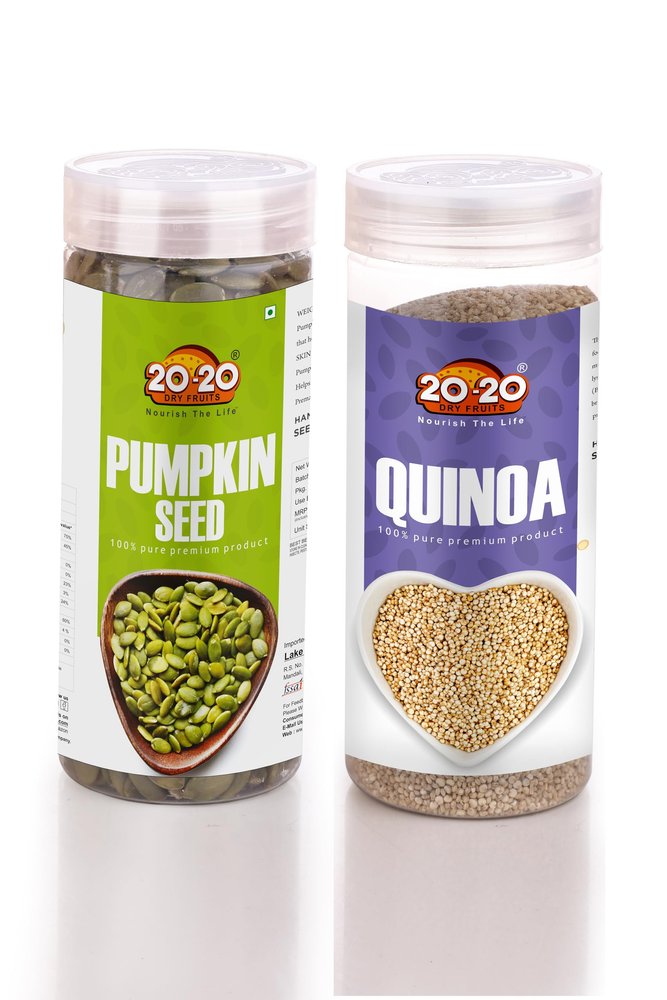 20-20 Dry Fruits Pumpkin Seeds and Quinoa Seeds Combo 400g (200g Each, Pack of 2) | Healthy Seeds | Protein Rich | Crunchy Snack Pack