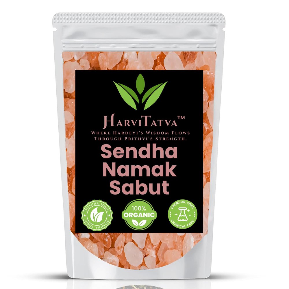 HarviTatva Sendha Namak Sabut Whole  Rock Salt | Known as Saindhava Lavana, Himalayan Pink Salt, Lahori Namak, Upwas | Natural, Organic Mineral- 400gm